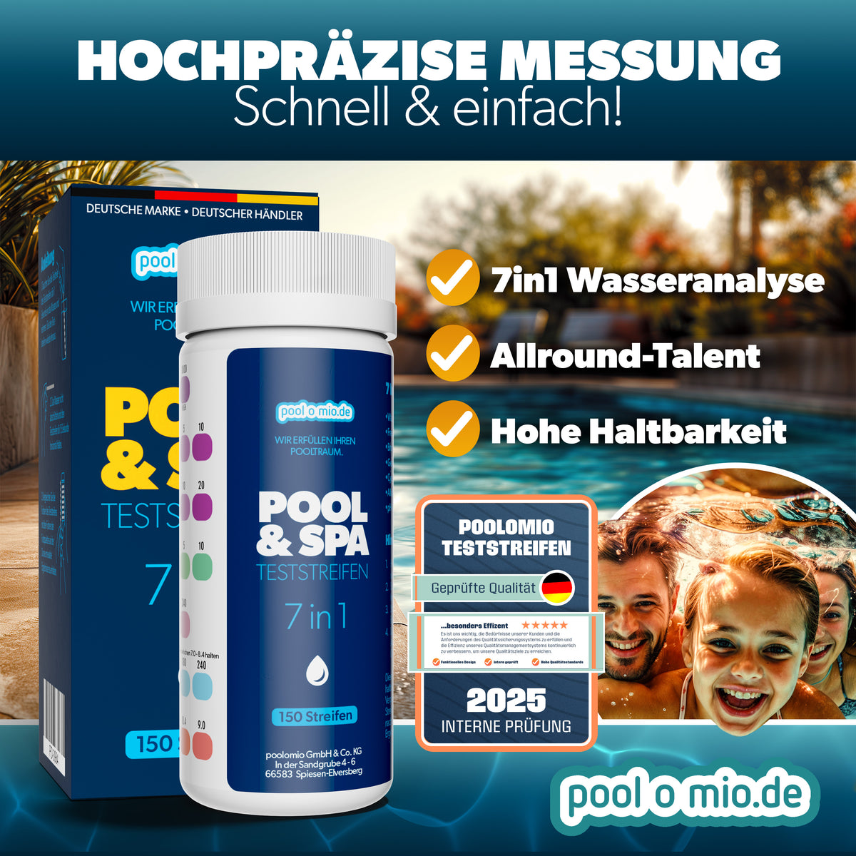 poolomio 7in1 Teststreifen Pool