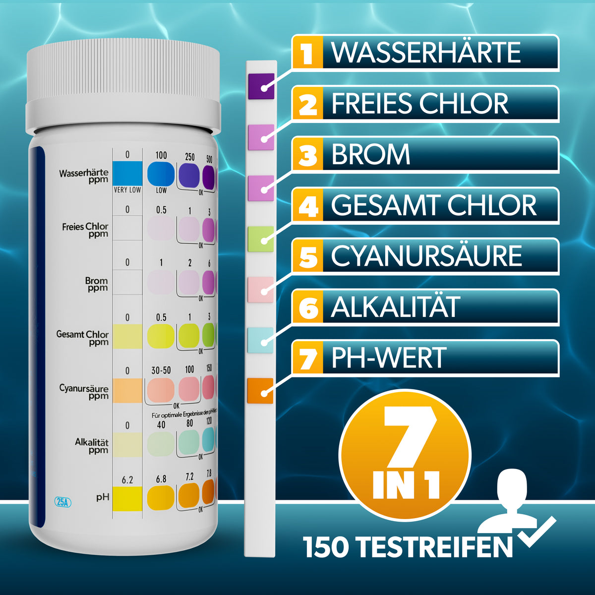 poolomio 7in1 Teststreifen Pool