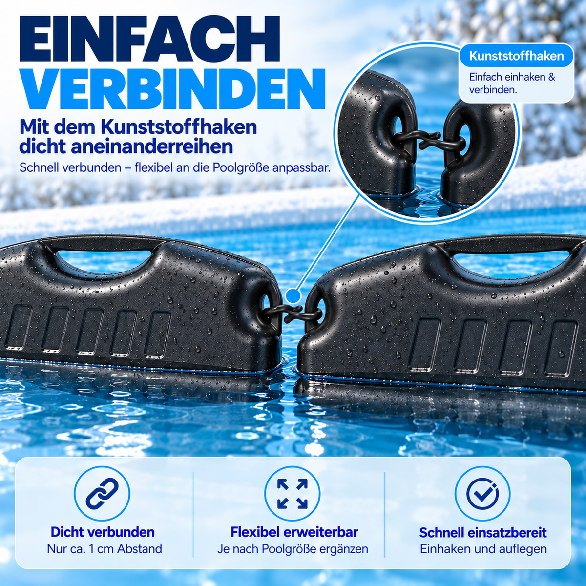 Poolomio Eisdruckkissen Pool – sandgefüllt mit Verbindungshaken